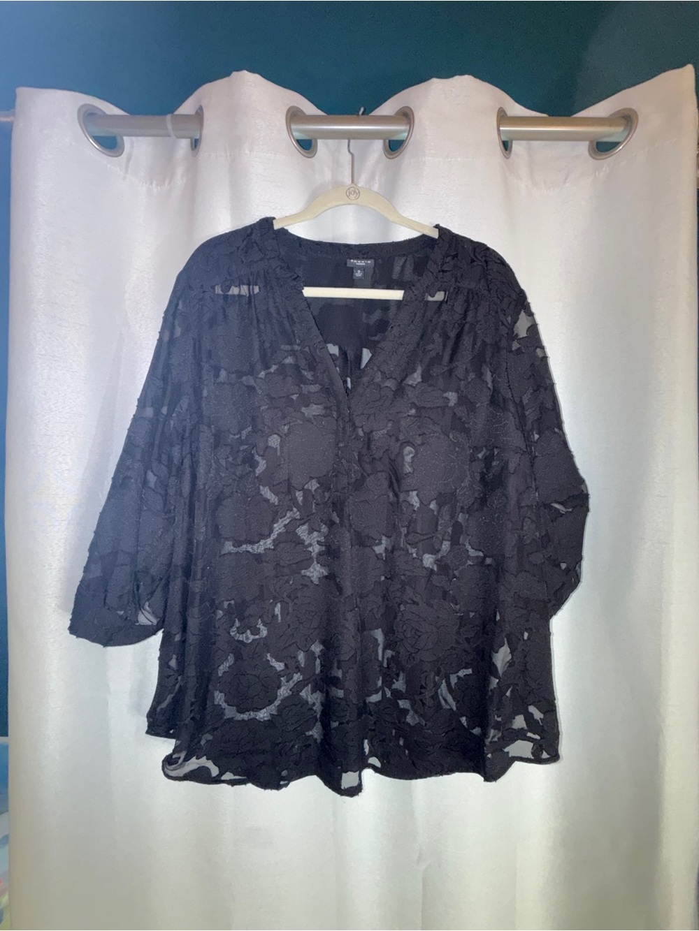 torrid Black Floral Lace V-Neck Blouse
